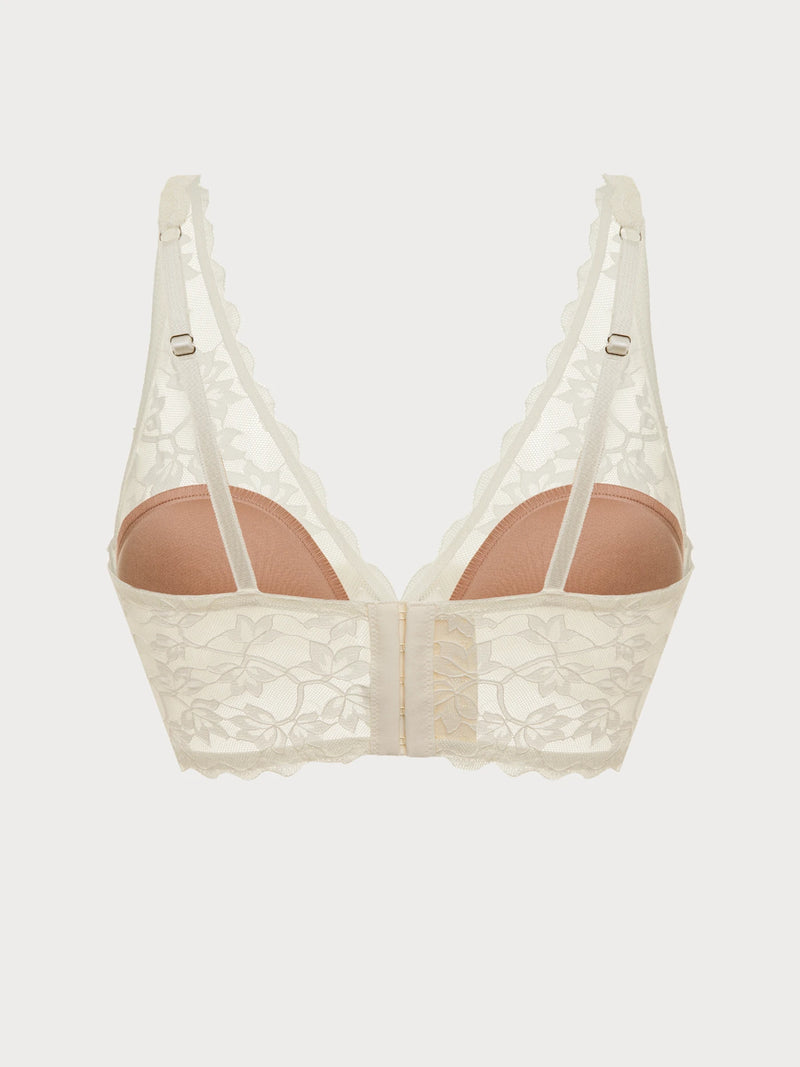 Ivory Blossom Lace Longline Bralette