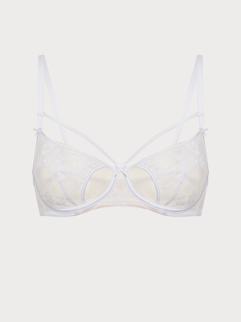 Angelic White Lace Cut-Out Strappy Bra