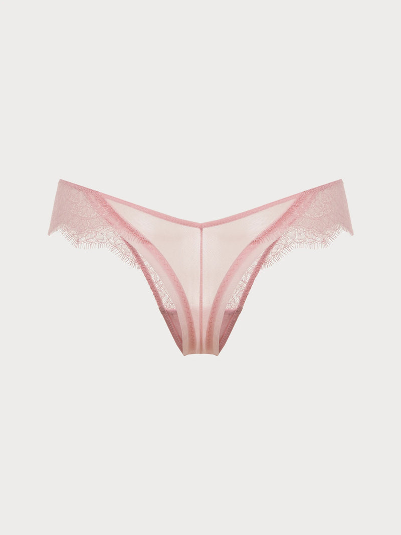 Eyelash Lace V-Cut Hipster Briefs with High-Leg Fit