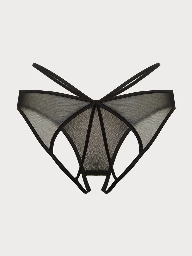 Midnight Noir Ouvert Briefs with Strappy Detail