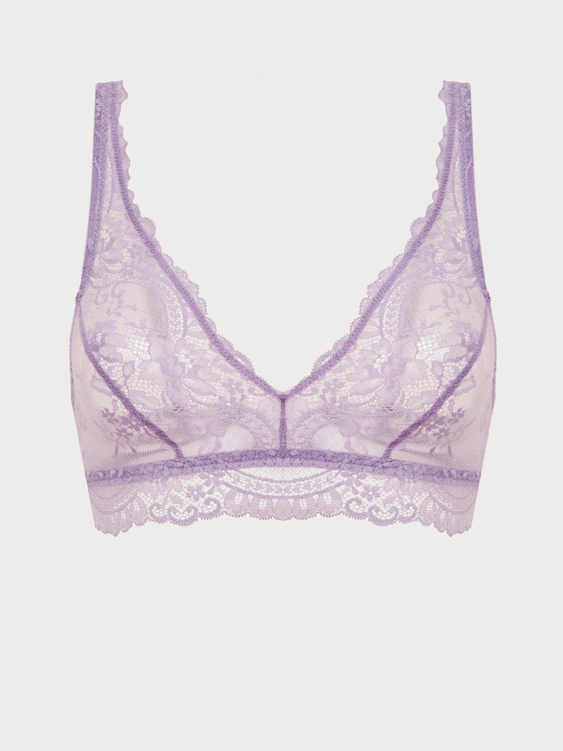Wisteria Bloom Sheer Lace Triangle Bralette