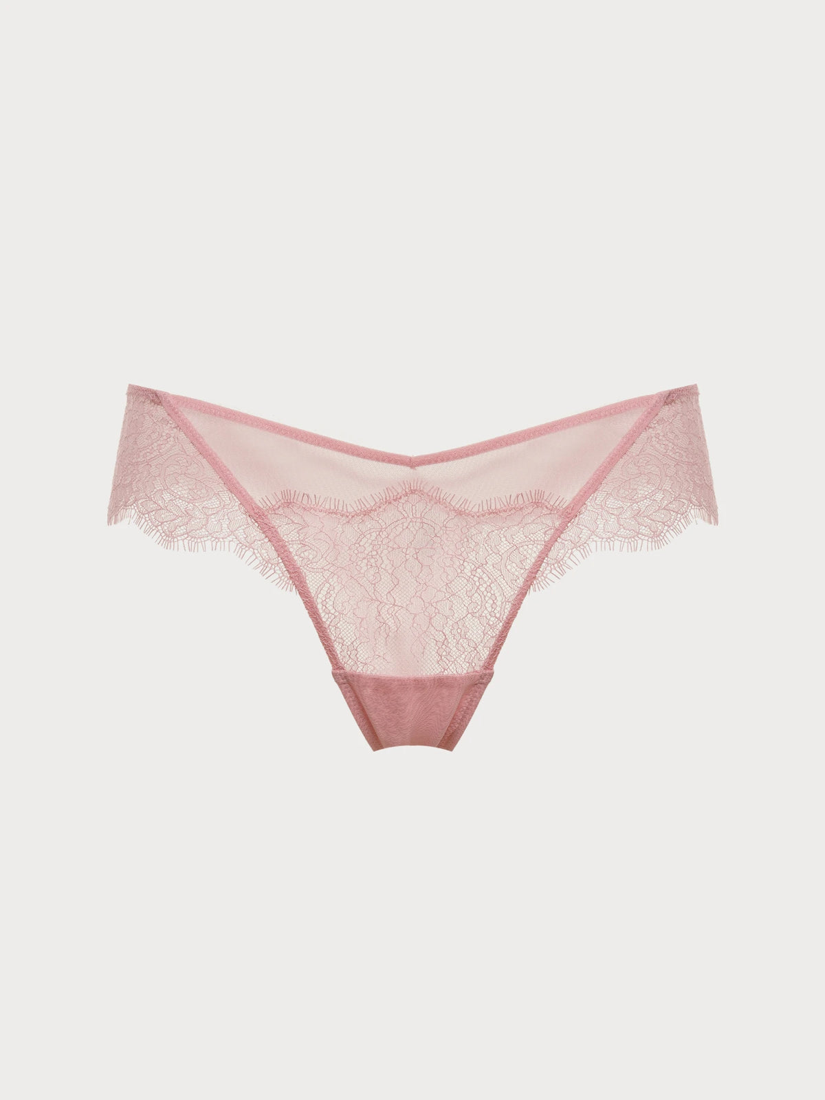 Eyelash Lace V-Cut Hipster Briefs with High-Leg Fit