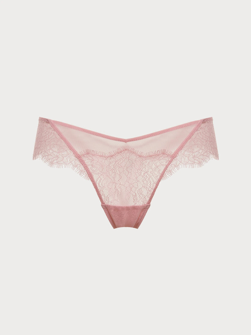 Eyelash Lace V-Cut Hipster Briefs with High-Leg Fit