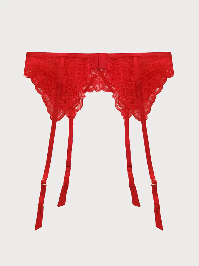 Bordeaux Lace Strappy Garter Belt