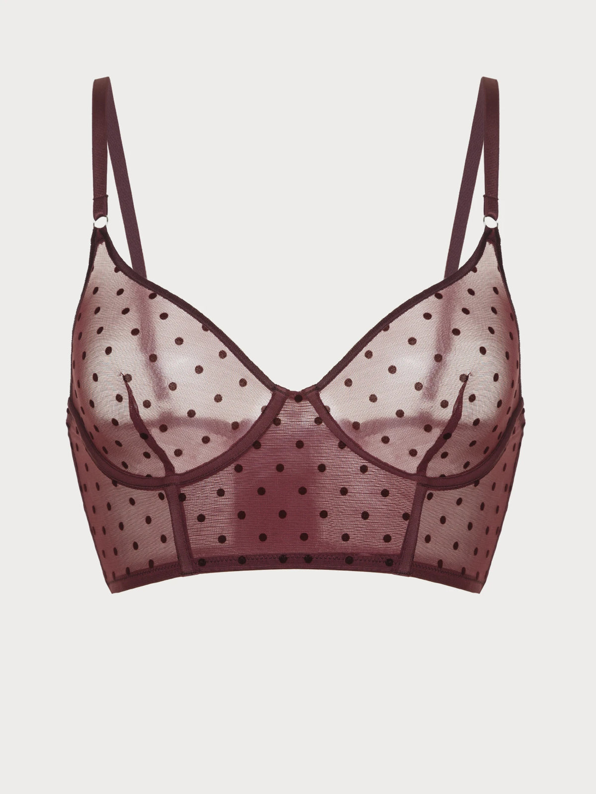 Bordeaux Dot Sheer Mesh Longline Bra