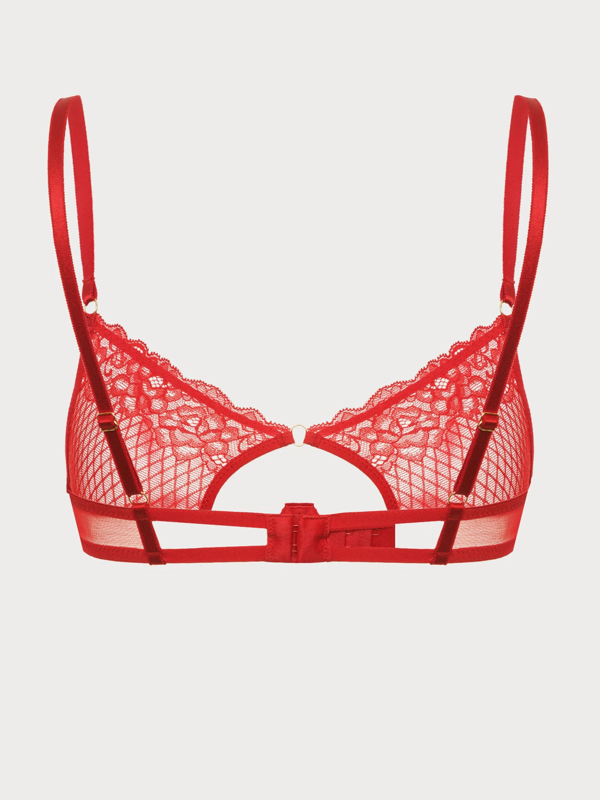 Scarlet Heart Lace Open-Bridge Bra
