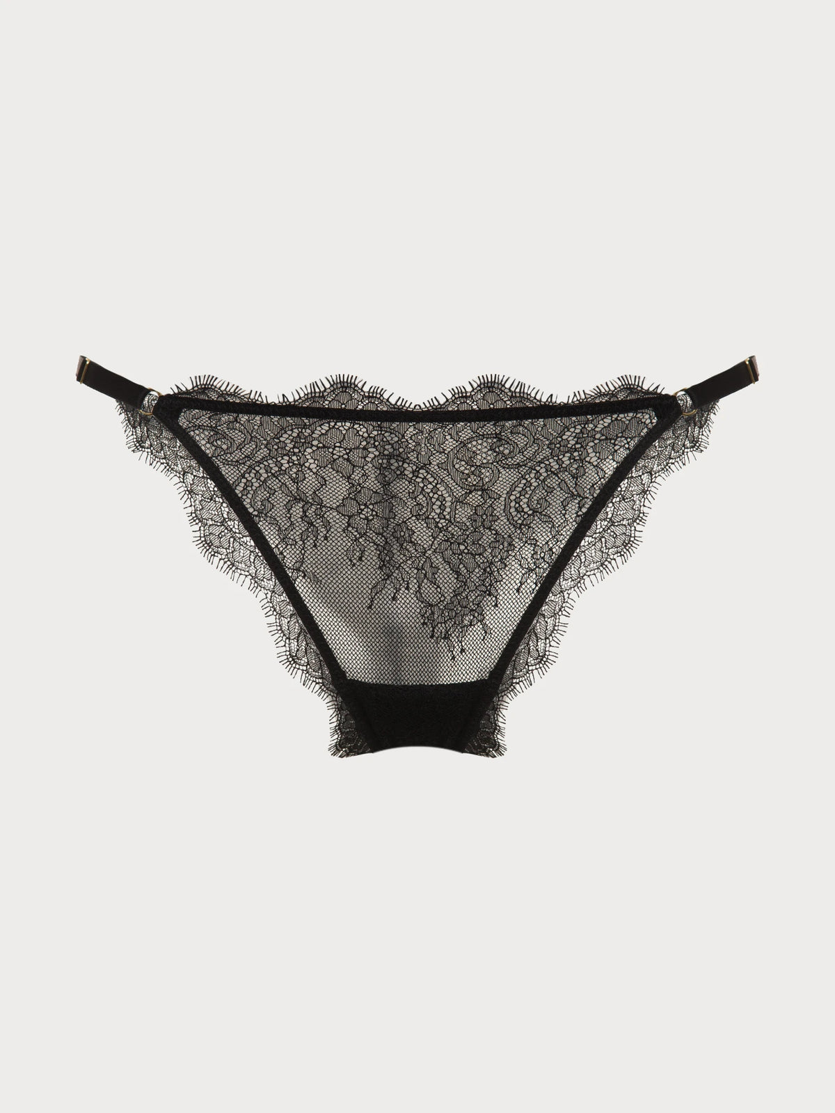 Midnight Noir Eyelash Lace Brazilian Thong