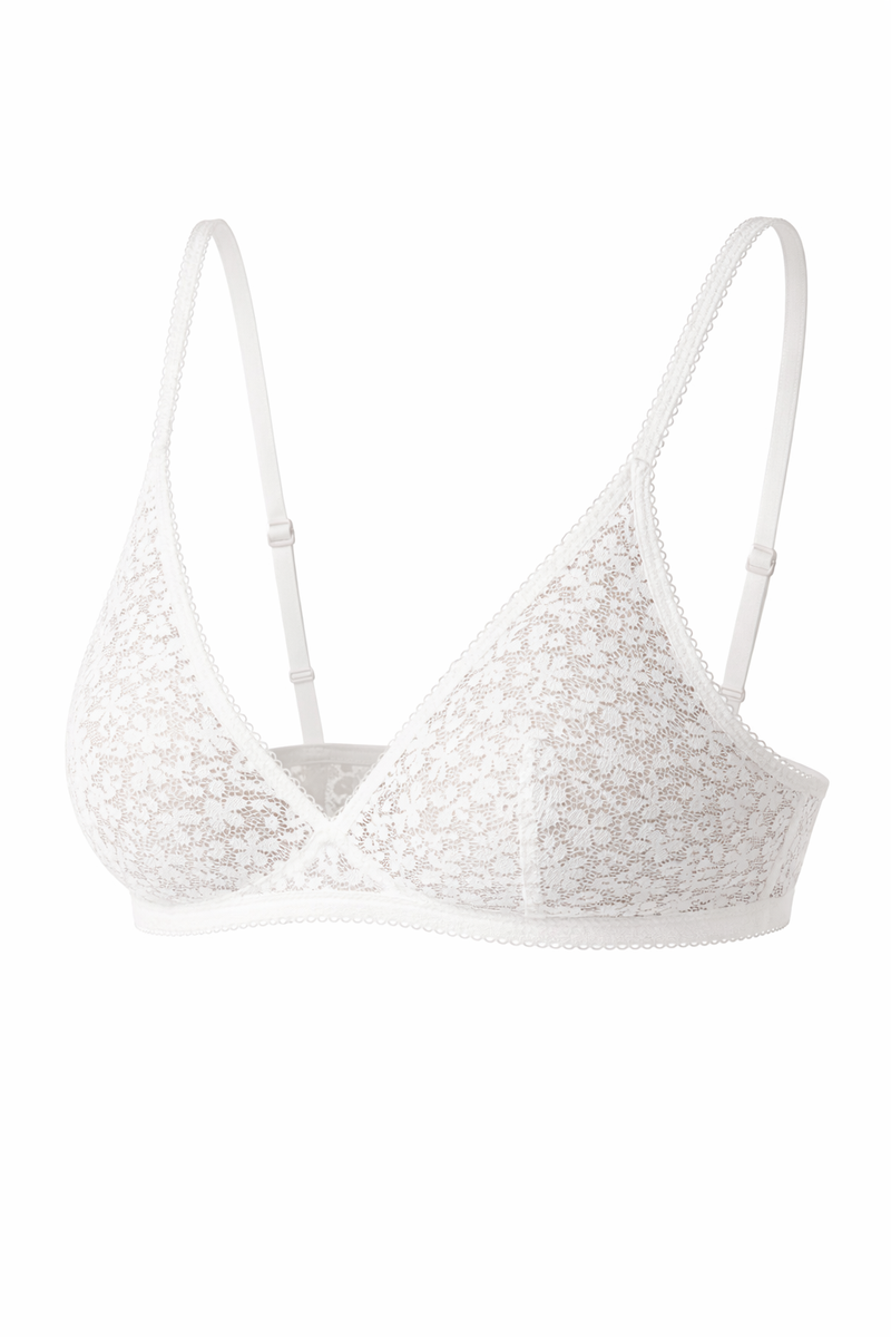 Pure Alabaster Floral Lace Soft Triangle Bralette