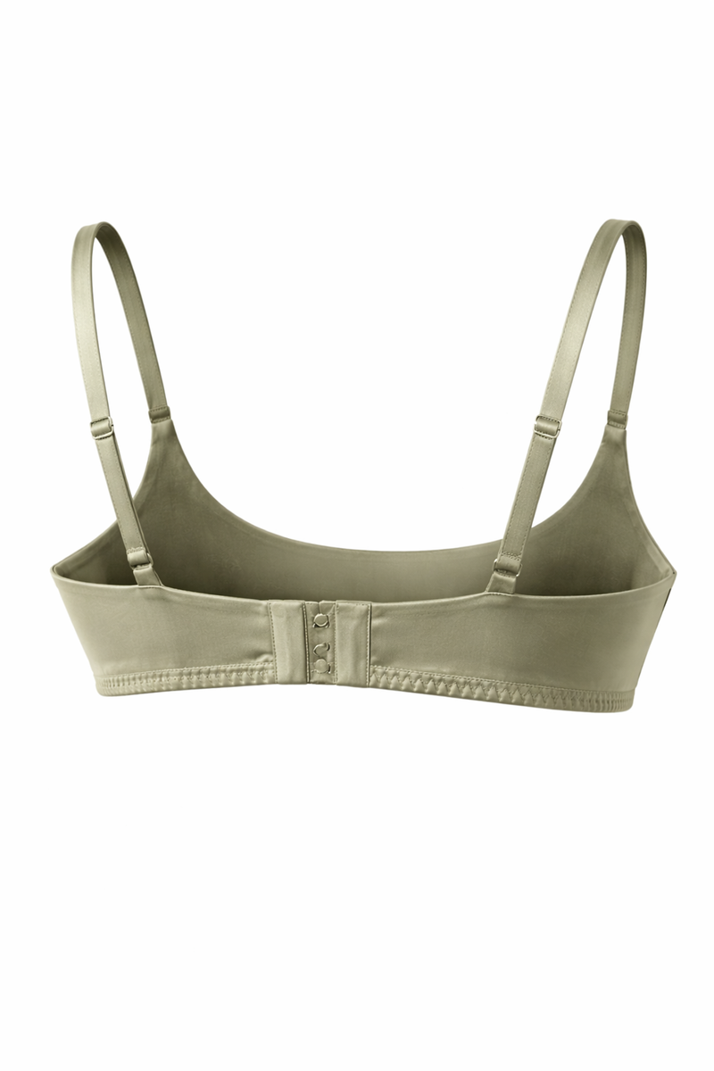 Ethereal Sage Silk Satin Soft-Cup Bralette