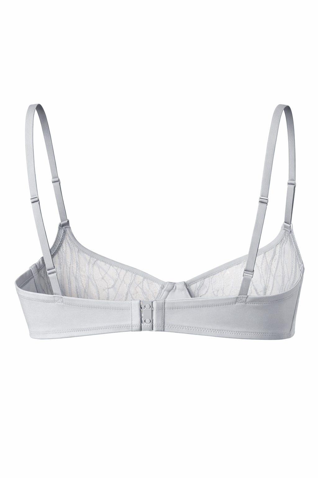 Moonlight Silver Embroidered Underwire Bra with Subtle Sequins