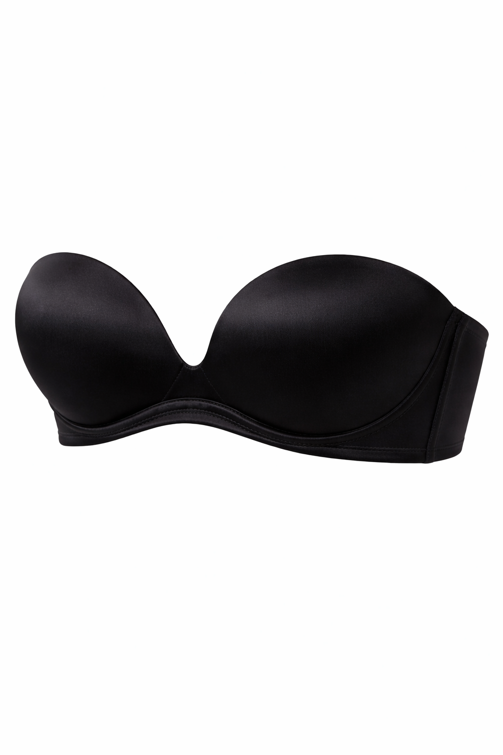 Midnight Satin Strapless Bandeau Bra with Seamless Finish