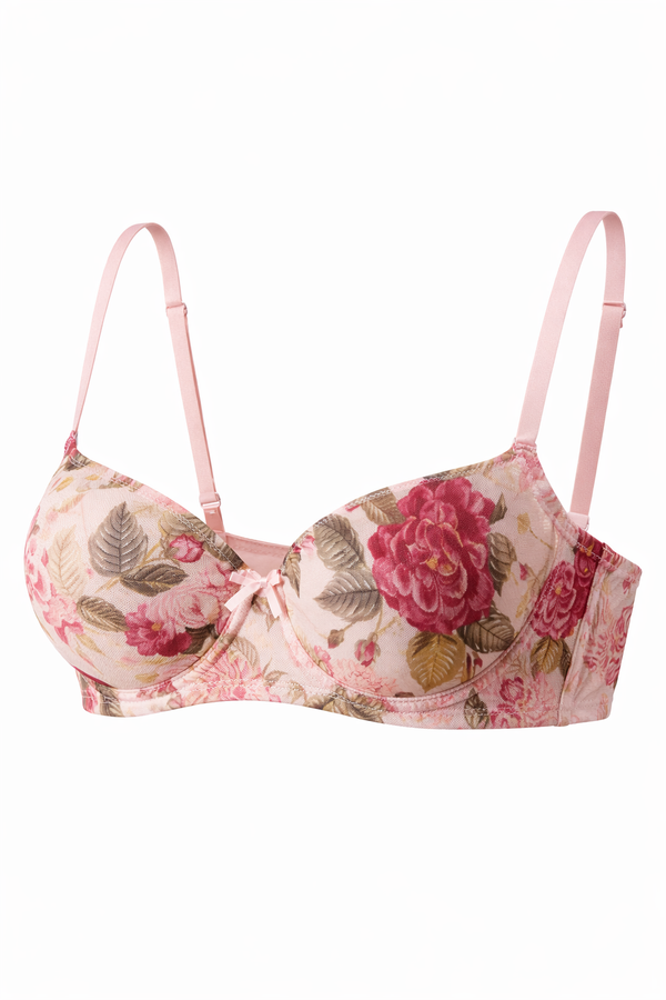 English Garden Rose Embroidered T-Shirt Bra