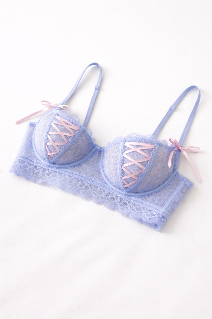 Azure Ribbon Longline Bra