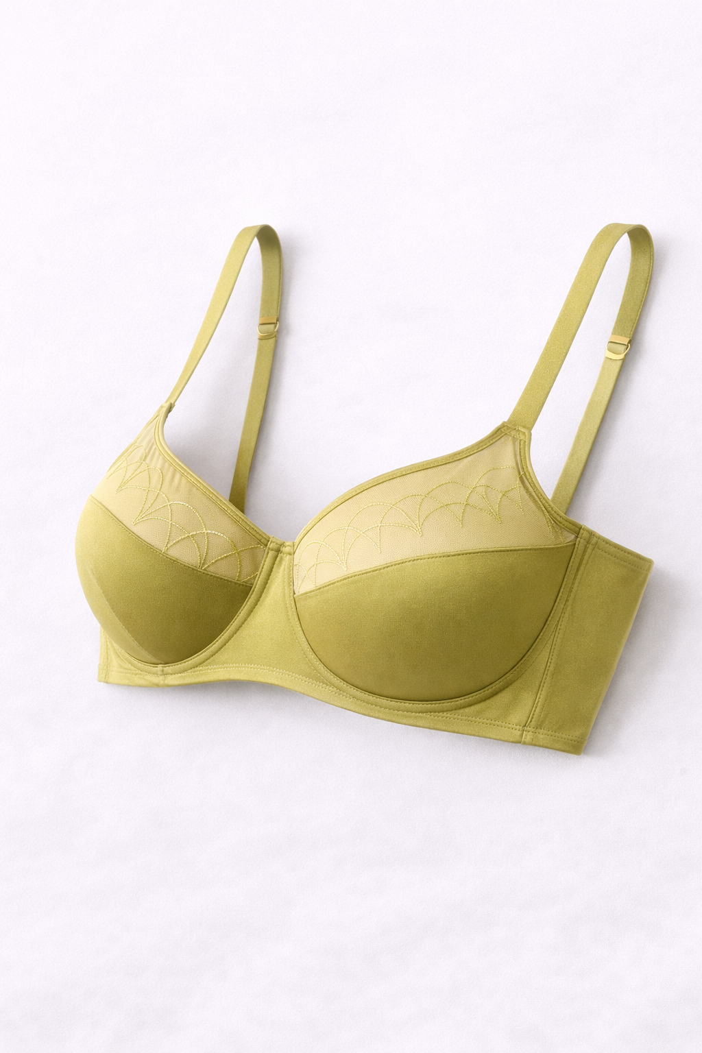 Olive Garden Mesh-Panelled Contour Bra