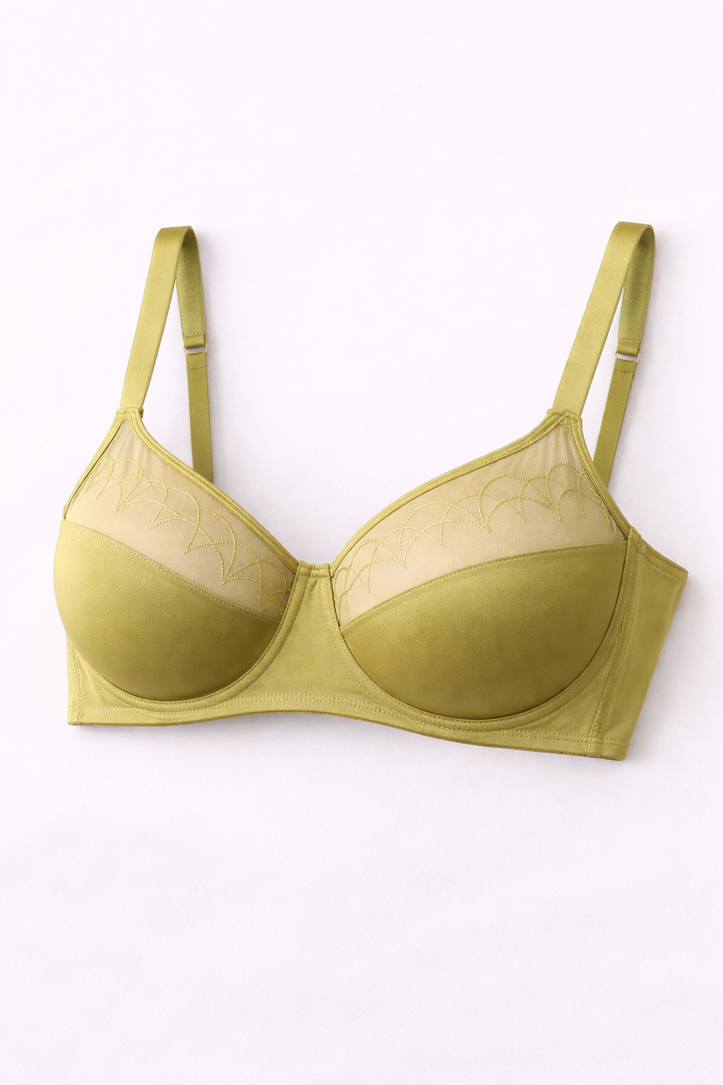 Olive Garden Mesh-Panelled Contour Bra