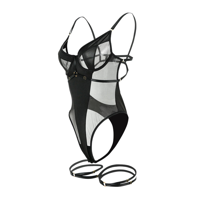 Architectural Sheer Mesh Strappy Bodysuit