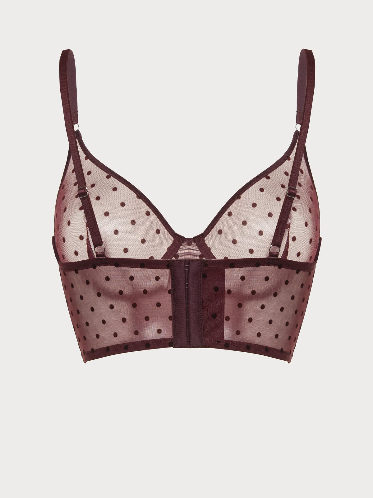Bordeaux Dot Sheer Mesh Longline Bra