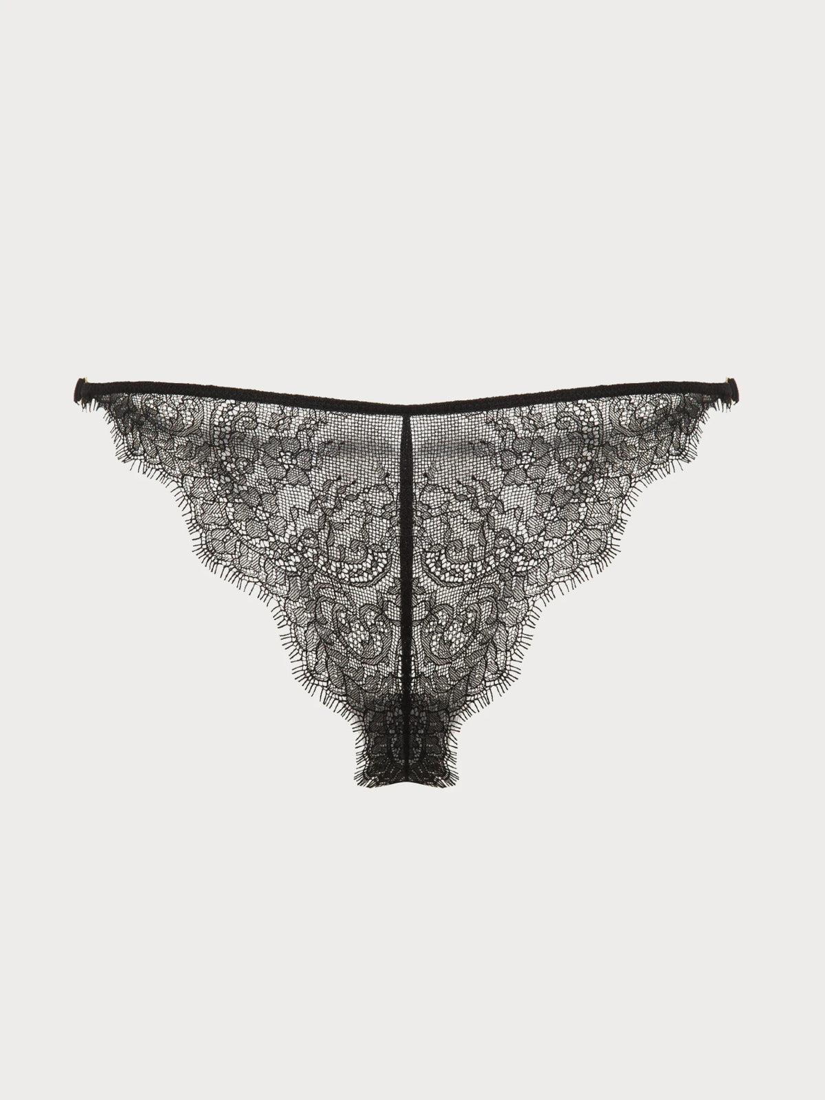 Midnight Noir Eyelash Lace Brazilian Thong