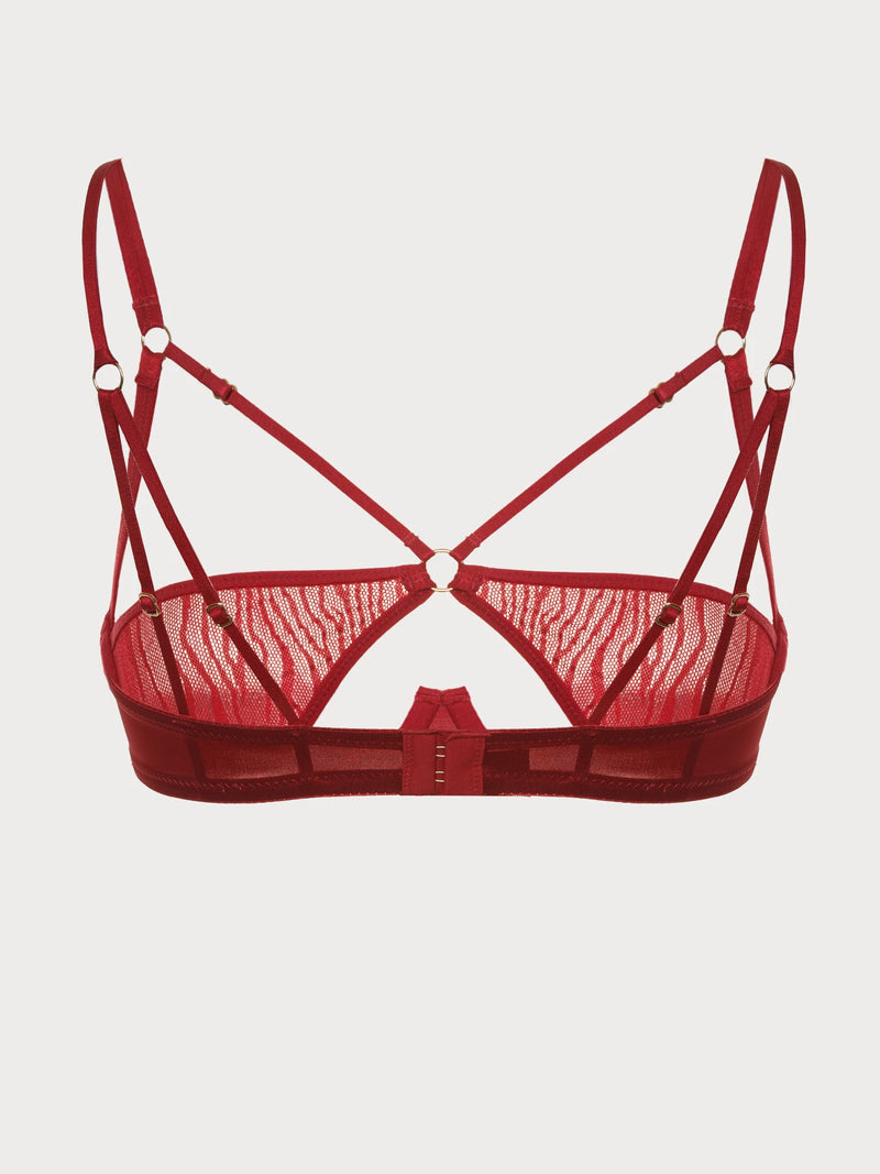 Crimson Zebra Strappy Open-Cup Bra
