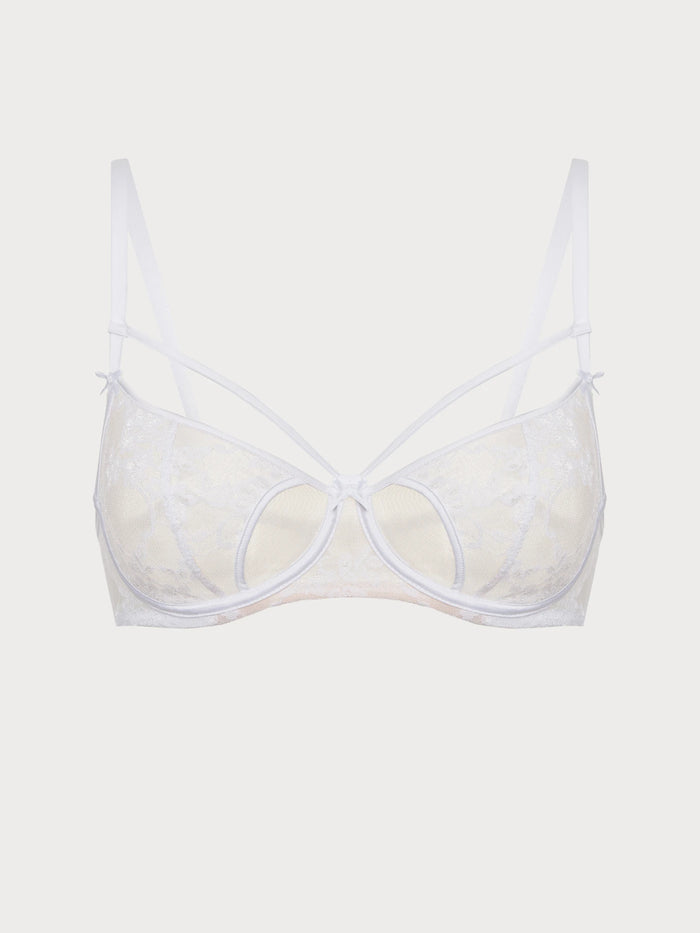 Angelic White Lace Cut-Out Strappy Bra