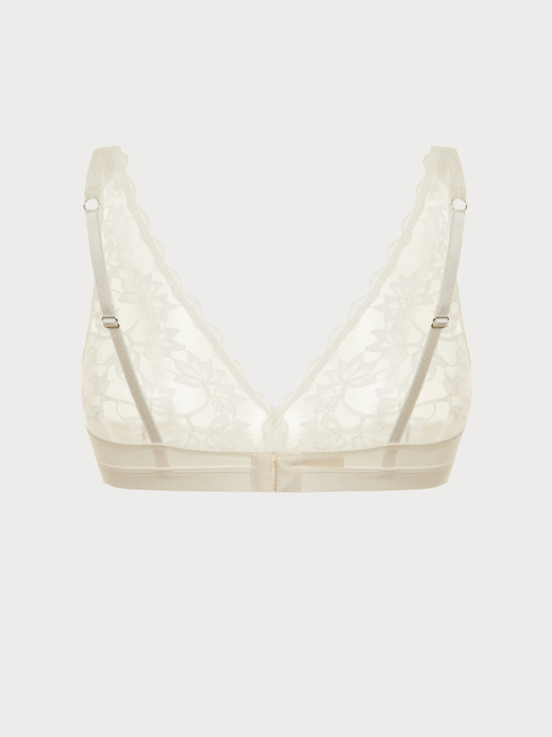 Silk-Mist Ivory Floral Lace Bralette