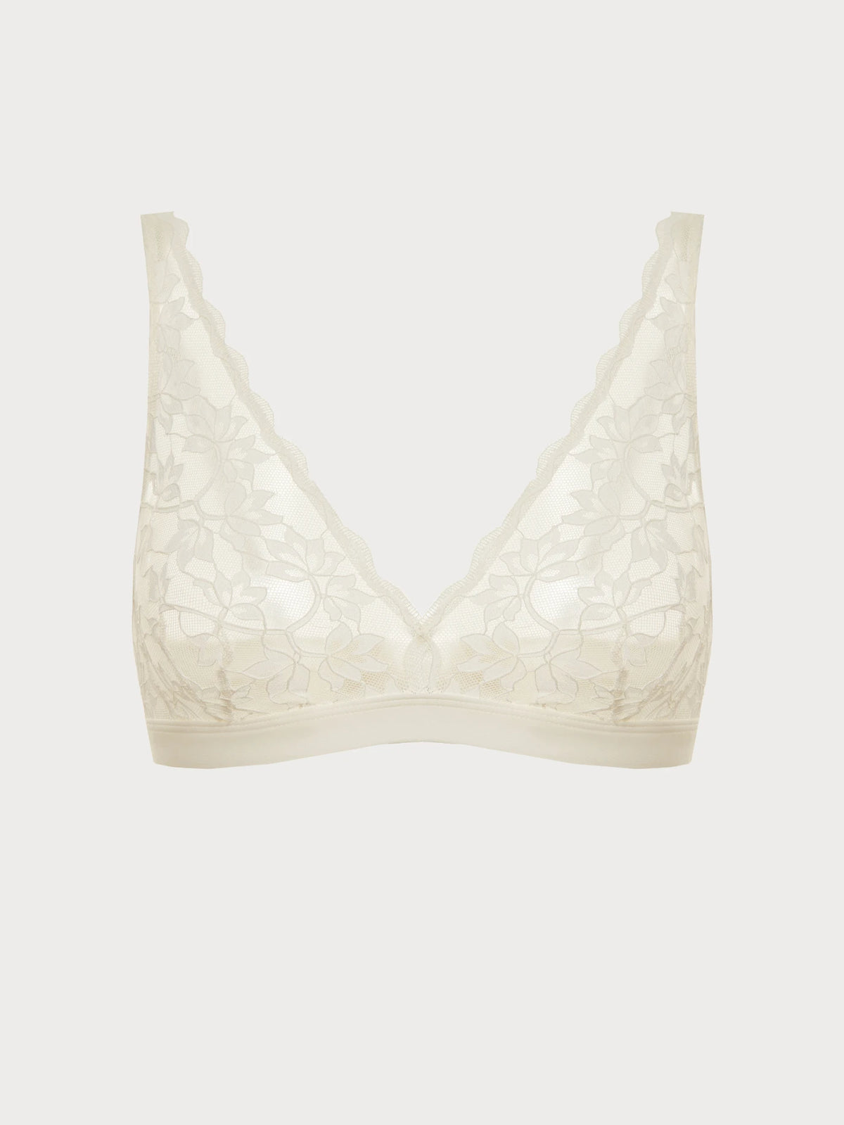 Silk-Mist Ivory Floral Lace Bralette