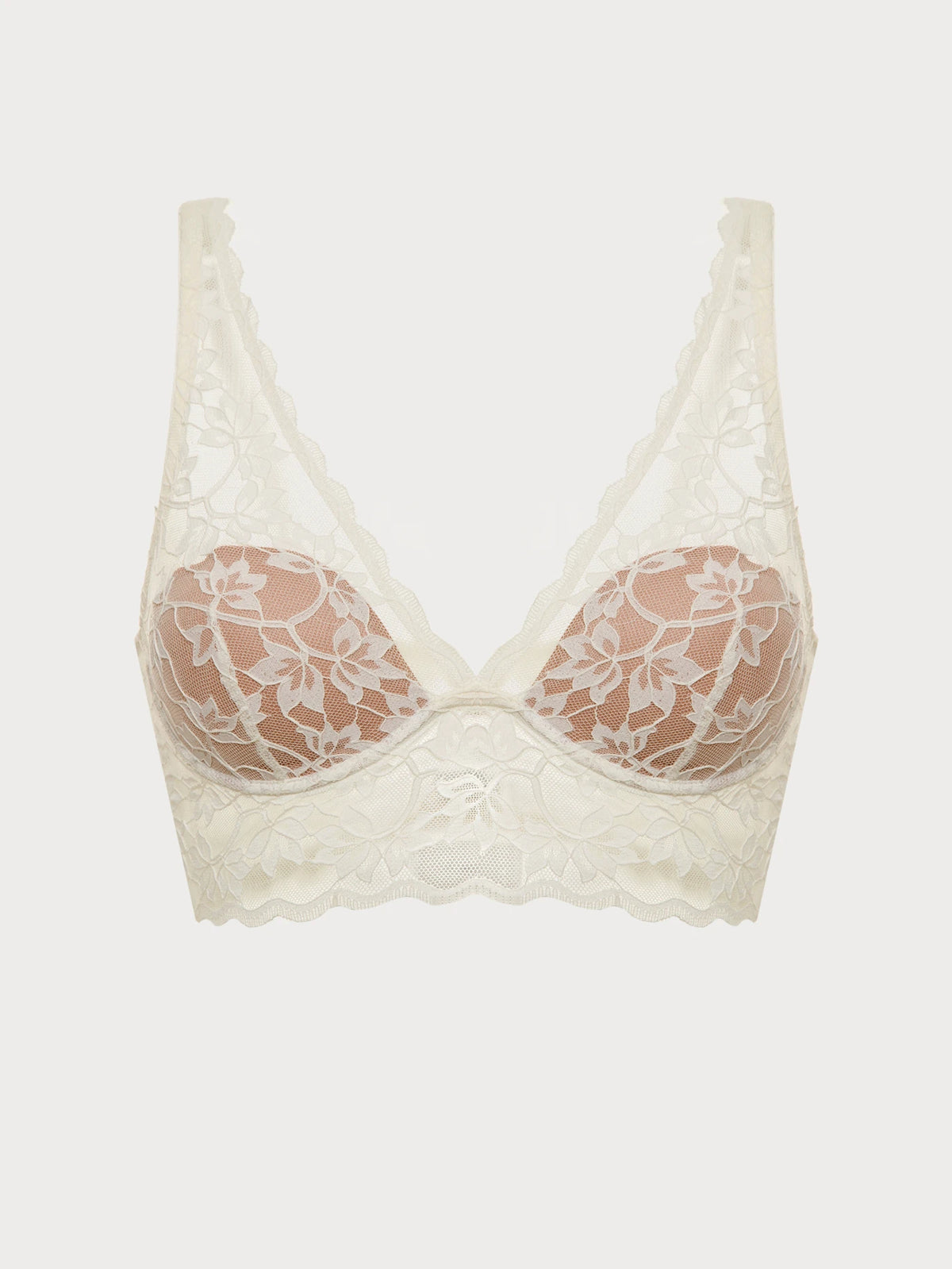 Ivory Blossom Lace Longline Bralette