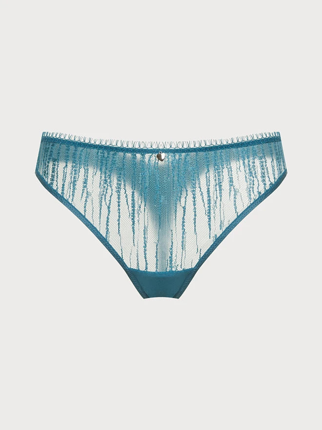 Azure Mist Eyelash Lace Brazilian Thong