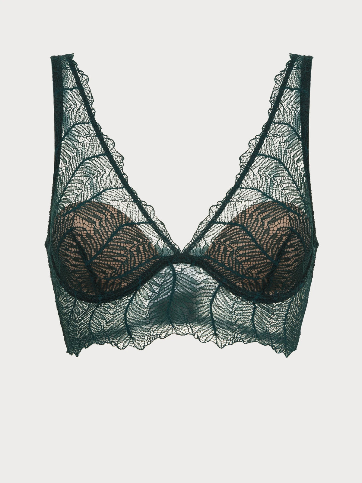 Emerald Muse High-Apex Lace Longline Bra
