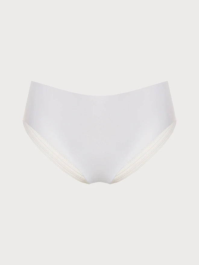 Seamless-Edge Lace & Microfiber Slip Briefs