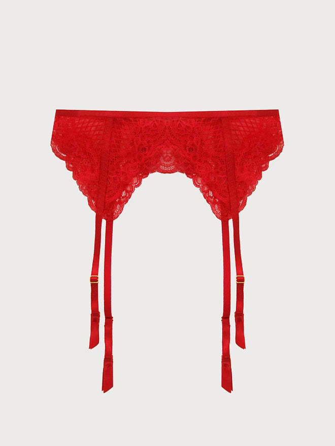 Bordeaux Lace Strappy Garter Belt
