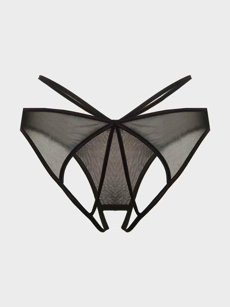 Midnight Noir Ouvert Briefs with Strappy Detail