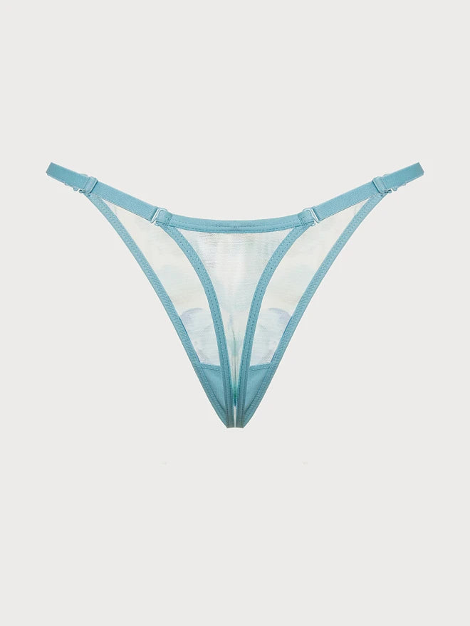 Watercolor Floral Mesh String Thong