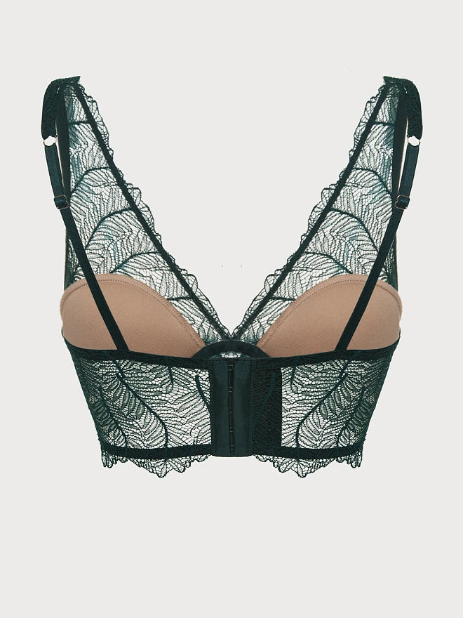 Emerald Muse High-Apex Lace Longline Bra