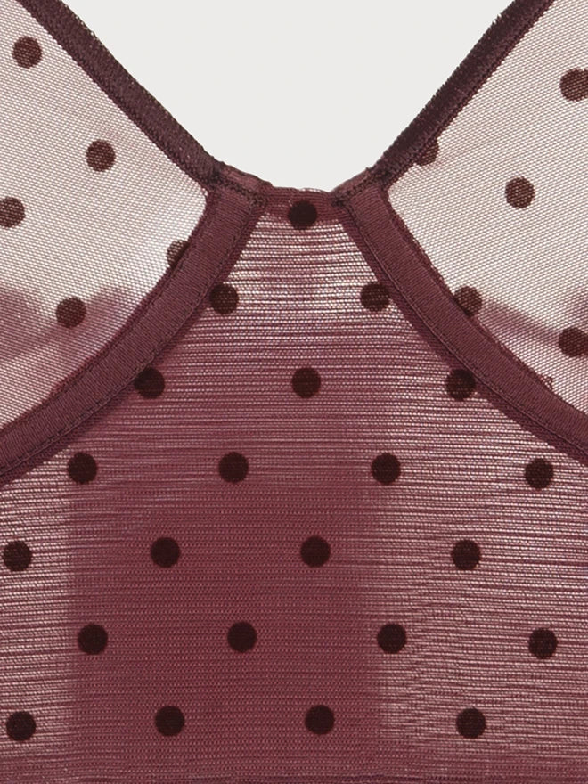 Bordeaux Dot Sheer Mesh Longline Bra